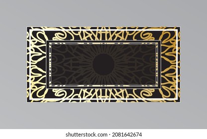 gold frame on wall in mandala style. EPS 10