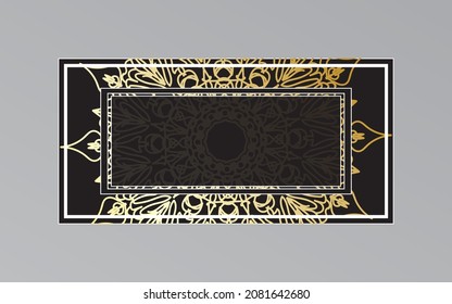 gold frame on wall in mandala style. EPS 10