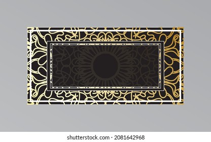 gold frame on wall in mandala style. EPS 10