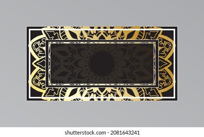 gold frame on wall in mandala style. EPS 10