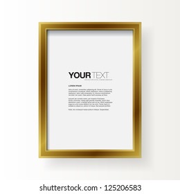 Gold frame on wall vector background for your content