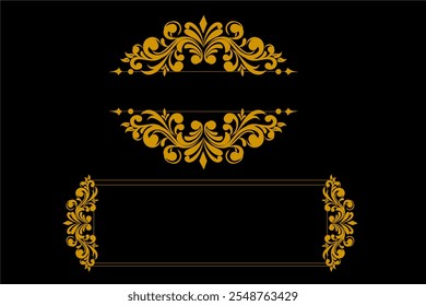 Gold frame, Ornate Golden Shape Art Design Elegant for Wedding amp Special Greeting Cards