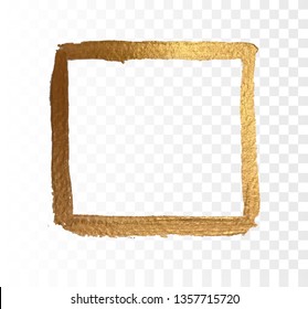 Gold frame paint brush vector texture. Brush stroke effect 