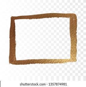 Gold frame paint brush vector texture. Brush stroke effect 