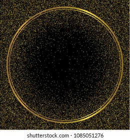 Gold frame. Place to insert text. For an invitation, a wedding, and a holiday card, as well as a post in the social network. Vector illustration.