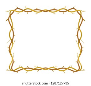 Gold Frame of plants vine vector jungle hanging bush cartoon climbing tree border wall