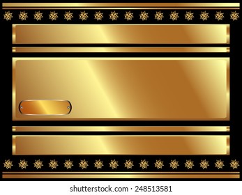Gold frame with plate and plant elements for your design