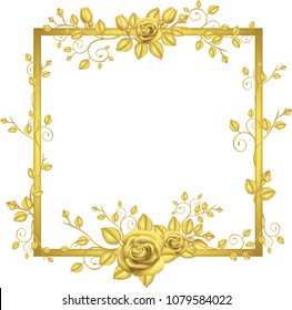 Gold Frame with Rose Pattern illustration vector