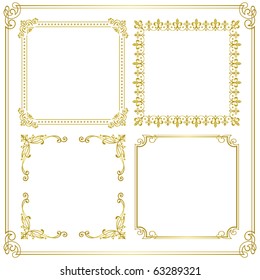 gold frame. Set of gorgeous decorative frame. Vector illustration.