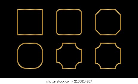gold frame set isolated on white background for luxury graphic design decoration