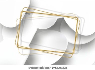 Gold frame with shadows isolated on a 3d white background. Vector.