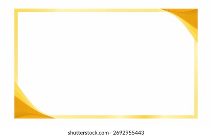 Goldener Rahmen mit glatten gelben Farbverlauf-Ecken, ideal für Einladungen, Zertifikate, elegante Poster und Grußkartenvorlagen mit einem sauberen modernen Touch.