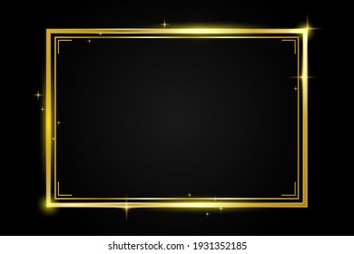Gold frame square art decoration wallpaper vintage vector on dark abstract background illustration.