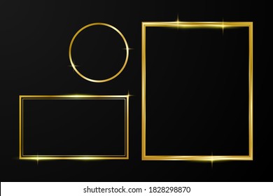 Gold frame square and circle art decoration wallpaper vintage vector on dark background