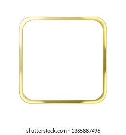 Gold frame square isolated on white background