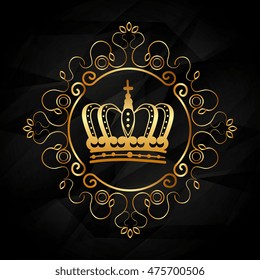 gold frame style isolated icon vector illustration design