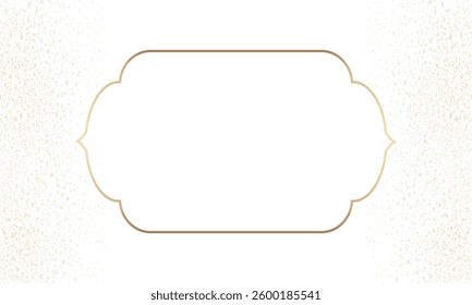 Gold Frame with Subtle Glitter Background. sophisticated, gold-outlined frame with a soft, textured, and slightly glittery white background.