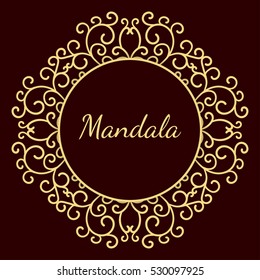 Gold frame vector isolated on white background. Round floral ornament with decorative golden foil. Design for fashion banner, tag, photo album, logo, label, greeting card or wedding invitation.