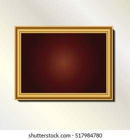 gold frame vector on wall background.Vector frame design decoration pattern style.
