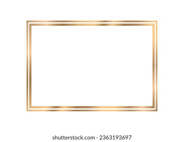 Vector de marco dorado. Marco dorado sobre fondo blanco.  Elegante marco de oro de invitación vectorial