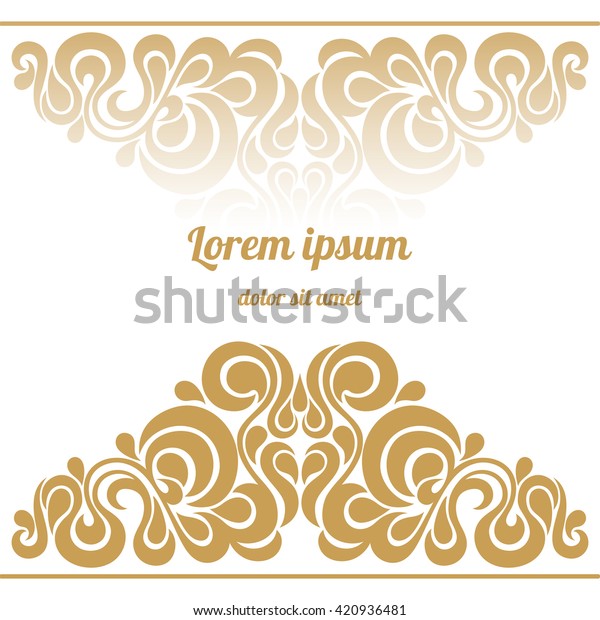 gold frame with vintage ornament on a white\
background .vector\
illustration