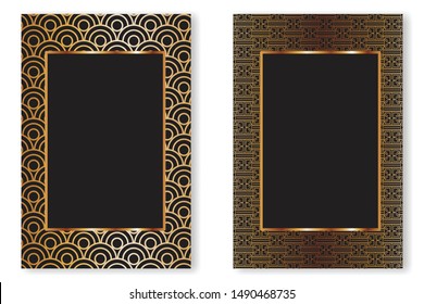 Gold Frame Wedding Greeting Cards Abstract Stock Vector (Royalty Free ...