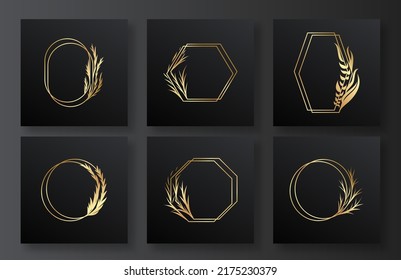 Gold Frame Wedding Monogram Logo Templates Collection