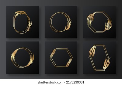 Gold Frame Wedding Monogram Logo Templates Collection