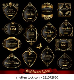 Gold framed labels