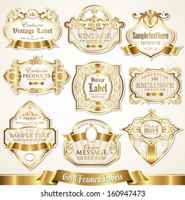 Gold framed labels set 6