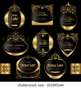 Gold framed labels - vector set