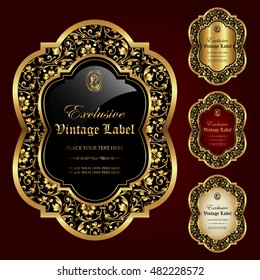 Gold framed labels - vector set