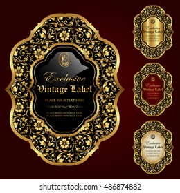 Gold framed labels - vector set