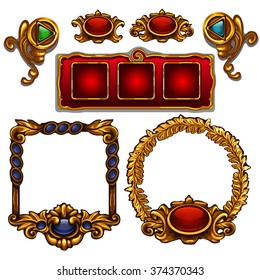 Gold frames and accessories. Vector illustration.