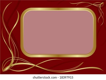 Gold framework for a photo on dark background
