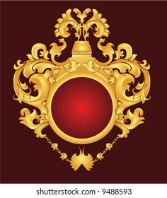 Gold frameworks on a claret background