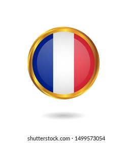 gold france circle button or label.vector illustration. isolated on white background.