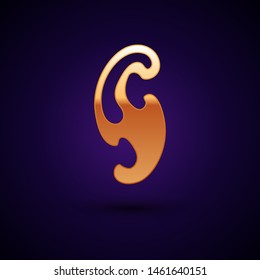 Gold French curves icon isolated on dark blue background. Sewing equipment.  Vector Illustration