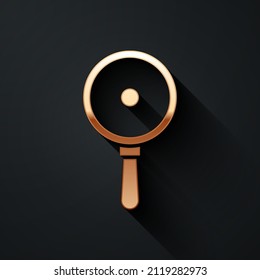 Gold Frying Pan Icon Isolated On Black Background. Fry Or Roast Food Symbol. Long Shadow Style. Vector