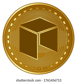 gold futuristic neo cryptocurrency coin vector illustration