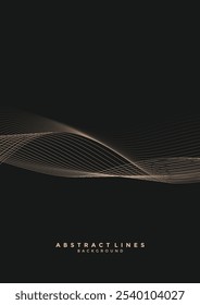 Gold futuristic waving lines background black