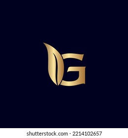 gold G leaf letter logo design