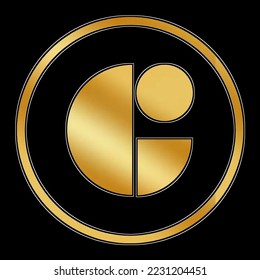 gold "G" letter monogram design on black background for logo