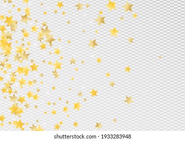 Gold Galaxy Stars Vector Transparent Background. Luxury Dust Banner. Universe Illustration. Golden Elegant Confetti Background.