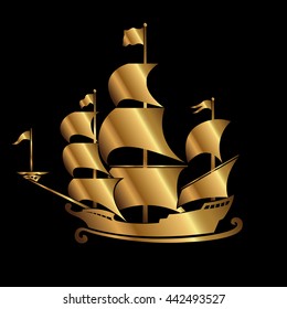 Gold Galleon Motif Drawing