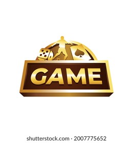 Gold gaming poker logo design icon template. Vector illustration.