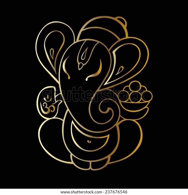 Gold Ganapati Hindu God Ganesha Vector Stock Vector (Royalty Free ...