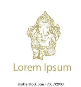 Gold Ganesha Logo. Suitable for, wall art, handmade craft items, stationery, invitations, cards, handmade cards, announcements, scrapbook, graphic and web design, etc. 