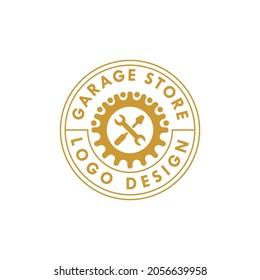 Gold garage store logo design template