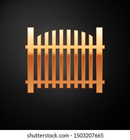 Gold Garden fence wooden icon isolated on black background.  Vector Illustration